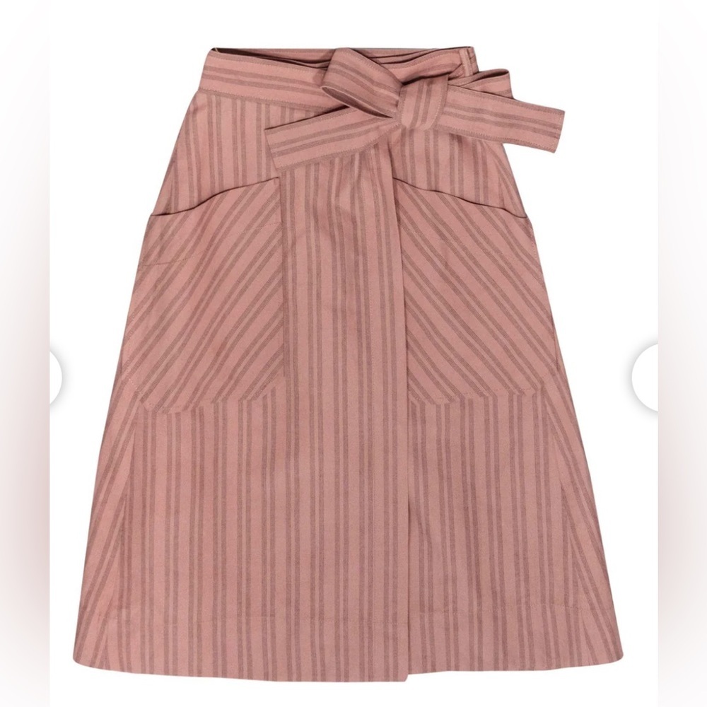 REBECCA TAYLOR Pink zip stripe Wrap Midi Skirt Size 10
